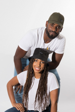 Load image into Gallery viewer, Reversible Black Stone Satin Lined Bucket Hat - Black Sunrise UK Satin Lined Hats,. Satin lined Beanie, Hoodies. For children, adults, babies. For those with curly natural hair, sensitive scalps and fragile curls.