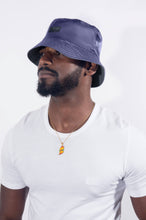 Load image into Gallery viewer, Reversible Black and Navy Satin Lined Bucket Hat