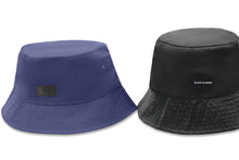 Load image into Gallery viewer, Reversible Black and Navy Satin Lined Bucket Hat