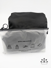 Load image into Gallery viewer, Satin Headrest Cover - Black Sunrise UK Satin Lined Hats,. Satin lined Beanie, Hoodies. For children, adults, babies. For those with curly natural hair, sensitive scalps and fragile curls.