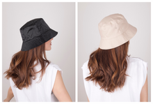 Load image into Gallery viewer, Reversible Black Stone Satin Lined Bucket Hat - Black Sunrise UK Satin Lined Hats,. Satin lined Beanie, Hoodies. For children, adults, babies. For those with curly natural hair, sensitive scalps and fragile curls.