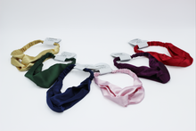 Load image into Gallery viewer, Satin Cross Headband - Black Sunrise UK Satin Lined Hats,. Satin lined Beanie, Hoodies. For children, adults, babies. For those with curly natural hair, sensitive scalps and fragile curls.
