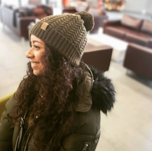 Load image into Gallery viewer, Olive Satin Lined Bobble Hat - Black Sunrise UK Satin Lined Hats,. Satin lined Beanie, Hoodies. For children, adults, babies. For those with curly natural hair, sensitive scalps and fragile curls.