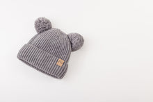 Load image into Gallery viewer, Adult Sized Soft Grey Pom Pom Satin Lined Beanie - Black Sunrise UK Satin Lined Hats,. Satin lined Beanie, Hoodies. For children, adults, babies. For those with curly natural hair, sensitive scalps and fragile curls.