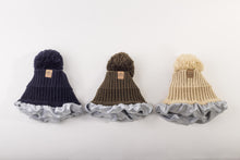 Load image into Gallery viewer, Olive Satin Lined Bobble Hat - Black Sunrise UK Satin Lined Hats,. Satin lined Beanie, Hoodies. For children, adults, babies. For those with curly natural hair, sensitive scalps and fragile curls.