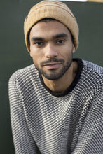 Load image into Gallery viewer, Sand Satin Lined Slouch Beanie - Black Sunrise UK Satin Lined Hats,. Satin lined Beanie, Hoodies. For children, adults, babies. For those with curly natural hair, sensitive scalps and fragile curls.