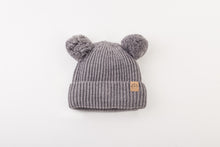 Load image into Gallery viewer, Adult Sized Soft Grey Pom Pom Satin Lined Beanie - Black Sunrise UK Satin Lined Hats,. Satin lined Beanie, Hoodies. For children, adults, babies. For those with curly natural hair, sensitive scalps and fragile curls.