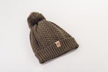 Load image into Gallery viewer, Olive Satin Lined Bobble Hat - Black Sunrise UK Satin Lined Hats,. Satin lined Beanie, Hoodies. For children, adults, babies. For those with curly natural hair, sensitive scalps and fragile curls.