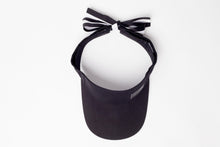 Load image into Gallery viewer, Midnight Black Tie-Now Visor - Black Sunrise UK Satin Lined Hats,. Satin lined Beanie, Hoodies. For children, adults, babies. For those with curly natural hair, sensitive scalps and fragile curls.