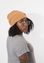 Load image into Gallery viewer, Sand Satin Lined Slouch Beanie - Black Sunrise UK Satin Lined Hats,. Satin lined Beanie, Hoodies. For children, adults, babies. For those with curly natural hair, sensitive scalps and fragile curls.