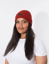 Load image into Gallery viewer, Absolute Burnt Orange Satin Lined Beanie - Black Sunrise UK Satin Lined Hats,. Satin lined Beanie, Hoodies. For children, adults, babies. For those with curly natural hair, sensitive scalps and fragile curls.