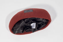 Load image into Gallery viewer, Absolute Burnt Orange Satin Lined Beanie - Black Sunrise UK Satin Lined Hats,. Satin lined Beanie, Hoodies. For children, adults, babies. For those with curly natural hair, sensitive scalps and fragile curls.