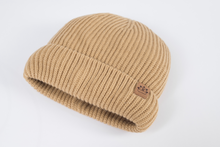 Load image into Gallery viewer, Tan and Grey Pom Pom - Child 1-3 Years Satin Lined Beanie - Black Sunrise UK Satin Lined Hats,. Satin lined Beanie, Hoodies. For children, adults, babies. For those with curly natural hair, sensitive scalps and fragile curls.