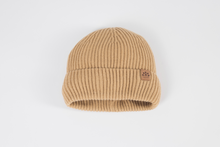 Load image into Gallery viewer, Tan Satin Lined Beanie - Black Sunrise UK Satin Lined Hats,. Satin lined Beanie, Hoodies. For children, adults, babies. For those with curly natural hair, sensitive scalps and fragile curls.
