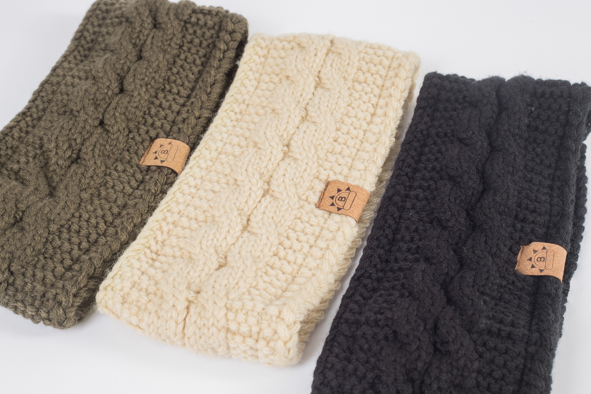 Knitted Headband Satin Lined Accessories – Black Sunrise UK