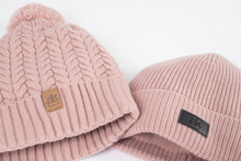 Load image into Gallery viewer, Absolute Dusted Rose Satin Lined Beanie - Black Sunrise UK Satin Lined Hats,. Satin lined Beanie, Hoodies. For children, adults, babies. For those with curly natural hair, sensitive scalps and fragile curls.