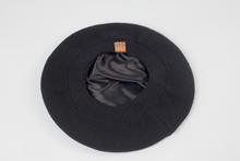 Load image into Gallery viewer, Black Beret Satin Lined - Black Sunrise UK Satin Lined Hats,. Satin lined Beanie, Hoodies. For children, adults, babies. For those with curly natural hair, sensitive scalps and fragile curls.