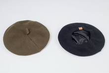 Load image into Gallery viewer, Black Beret Satin Lined - Black Sunrise UK Satin Lined Hats,. Satin lined Beanie, Hoodies. For children, adults, babies. For those with curly natural hair, sensitive scalps and fragile curls.
