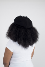 Load image into Gallery viewer, Black Beret Satin Lined - Black Sunrise UK Satin Lined Hats,. Satin lined Beanie, Hoodies. For children, adults, babies. For those with curly natural hair, sensitive scalps and fragile curls.