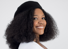 Load image into Gallery viewer, Black Beret Satin Lined - Black Sunrise UK Satin Lined Hats,. Satin lined Beanie, Hoodies. For children, adults, babies. For those with curly natural hair, sensitive scalps and fragile curls.