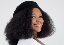 Load image into Gallery viewer, Black Beret Satin Lined - Black Sunrise UK Satin Lined Hats,. Satin lined Beanie, Hoodies. For children, adults, babies. For those with curly natural hair, sensitive scalps and fragile curls.
