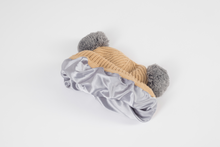 Load image into Gallery viewer, Tan Satin Lined Beanie - Black Sunrise UK Satin Lined Hats,. Satin lined Beanie, Hoodies. For children, adults, babies. For those with curly natural hair, sensitive scalps and fragile curls.