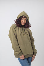 Load image into Gallery viewer, Satin Lined Hoodie in Olive Green - Black Sunrise UK Satin Lined Hats,. Satin lined Beanie, Hoodies. For children, adults, babies. For those with curly natural hair, sensitive scalps and fragile curls.