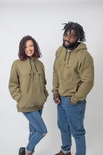 Load image into Gallery viewer, Satin Lined Hoodie in Olive Green - Black Sunrise UK Satin Lined Hats,. Satin lined Beanie, Hoodies. For children, adults, babies. For those with curly natural hair, sensitive scalps and fragile curls.