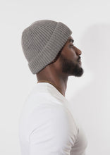 Load image into Gallery viewer, Grey Satin Lined Beanie - Black Sunrise UK Satin Lined Hats,. Satin lined Beanie, Hoodies. For children, adults, babies. For those with curly natural hair, sensitive scalps and fragile curls.