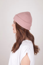 Load image into Gallery viewer, Absolute Dusted Rose Satin Lined Beanie - Black Sunrise UK Satin Lined Hats,. Satin lined Beanie, Hoodies. For children, adults, babies. For those with curly natural hair, sensitive scalps and fragile curls.