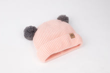 Load image into Gallery viewer, Adult Sized Pink Pom Pom Satin Lined Beanie - Black Sunrise UK Satin Lined Hats,. Satin lined Beanie, Hoodies. For children, adults, babies. For those with curly natural hair, sensitive scalps and fragile curls.