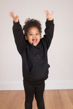 Load image into Gallery viewer, Children's Satin Lined Hoodie in Black - Black Sunrise UK Satin Lined Hats,. Satin lined Beanie, Hoodies. For children, adults, babies. For those with curly natural hair, sensitive scalps and fragile curls.