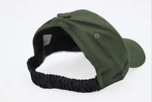 Load image into Gallery viewer, Khaki Green Satin Lined Half-Full Baseball Cap - Black Sunrise UK Satin Lined Hats,. Satin lined Beanie, Hoodies. For children, adults, babies. For those with curly natural hair, sensitive scalps and fragile curls.