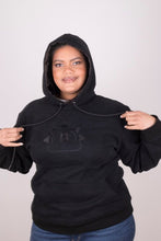 Load image into Gallery viewer, Satin Lined Hoodie in Black - Black Sunrise UK Satin Lined Hats,. Satin lined Beanie, Hoodies. For children, adults, babies. For those with curly natural hair, sensitive scalps and fragile curls.