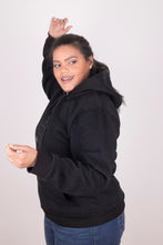 Load image into Gallery viewer, Satin Lined Hoodie in Black - Black Sunrise UK Satin Lined Hats,. Satin lined Beanie, Hoodies. For children, adults, babies. For those with curly natural hair, sensitive scalps and fragile curls.