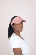 Load image into Gallery viewer, Dusty Rose Pink Tie-Now Visor - Black Sunrise UK Satin Lined Hats,. Satin lined Beanie, Hoodies. For children, adults, babies. For those with curly natural hair, sensitive scalps and fragile curls.