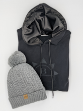 Load image into Gallery viewer, Satin Lined Hoodie in Olive Green - Black Sunrise UK Satin Lined Hats,. Satin lined Beanie, Hoodies. For children, adults, babies. For those with curly natural hair, sensitive scalps and fragile curls.