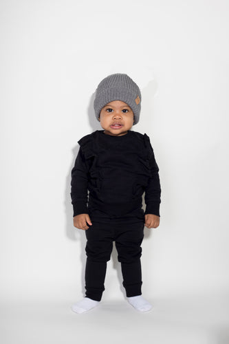 Child Soft Grey Satin Lined Beanie - 1-3 Years - Black Sunrise UK Satin Lined Hats,. Satin lined Beanie, Hoodies. For children, adults, babies. For those with curly natural hair, sensitive scalps and fragile curls.