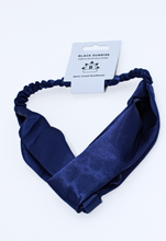 Load image into Gallery viewer, Satin Cross Headband - Black Sunrise UK Satin Lined Hats,. Satin lined Beanie, Hoodies. For children, adults, babies. For those with curly natural hair, sensitive scalps and fragile curls.