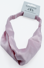 Load image into Gallery viewer, Satin Cross Headband - Black Sunrise UK Satin Lined Hats,. Satin lined Beanie, Hoodies. For children, adults, babies. For those with curly natural hair, sensitive scalps and fragile curls.