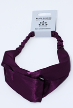 Load image into Gallery viewer, Satin Cross Headband - Black Sunrise UK Satin Lined Hats,. Satin lined Beanie, Hoodies. For children, adults, babies. For those with curly natural hair, sensitive scalps and fragile curls.