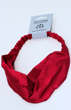 Load image into Gallery viewer, Satin Cross Headband - Black Sunrise UK Satin Lined Hats,. Satin lined Beanie, Hoodies. For children, adults, babies. For those with curly natural hair, sensitive scalps and fragile curls.