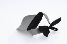 Load image into Gallery viewer, Dove Grey Tie-Now Visor - Black Sunrise UK Satin Lined Hats,. Satin lined Beanie, Hoodies. For children, adults, babies. For those with curly natural hair, sensitive scalps and fragile curls.