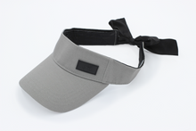 Load image into Gallery viewer, Dove Grey Tie-Now Visor - Black Sunrise UK Satin Lined Hats,. Satin lined Beanie, Hoodies. For children, adults, babies. For those with curly natural hair, sensitive scalps and fragile curls.