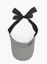 Load image into Gallery viewer, Dove Grey Tie-Now Visor - Black Sunrise UK Satin Lined Hats,. Satin lined Beanie, Hoodies. For children, adults, babies. For those with curly natural hair, sensitive scalps and fragile curls.