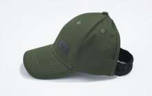 Load image into Gallery viewer, Khaki Green Satin Lined Half-Full Baseball Cap - Black Sunrise UK Satin Lined Hats,. Satin lined Beanie, Hoodies. For children, adults, babies. For those with curly natural hair, sensitive scalps and fragile curls.