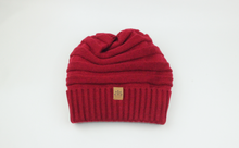 Load image into Gallery viewer, Red Satin Lined Slouch Beanie - Black Sunrise UK Satin Lined Hats,. Satin lined Beanie, Hoodies. For children, adults, babies. For those with curly natural hair, sensitive scalps and fragile curls.