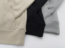 Load image into Gallery viewer, Satin Lined Hoodie in Teal Grey - Black Sunrise UK Satin Lined Hats,. Satin lined Beanie, Hoodies. For children, adults, babies. For those with curly natural hair, sensitive scalps and fragile curls.