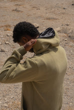 Load image into Gallery viewer, Satin Lined Hoodie in Olive Green - Black Sunrise UK Satin Lined Hats,. Satin lined Beanie, Hoodies. For children, adults, babies. For those with curly natural hair, sensitive scalps and fragile curls.