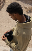 Load image into Gallery viewer, Satin Lined Hoodie in Olive Green - Black Sunrise UK Satin Lined Hats,. Satin lined Beanie, Hoodies. For children, adults, babies. For those with curly natural hair, sensitive scalps and fragile curls.